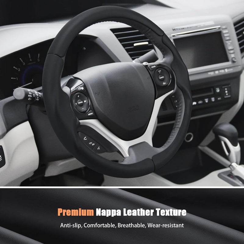 Aimato Customized Steering Wheel Cover for Honda Civic 2012-2015, Thin,Anti-Slip,Scratch-Resistant Exclusive Car Accessory for Honda, Black - Image 3