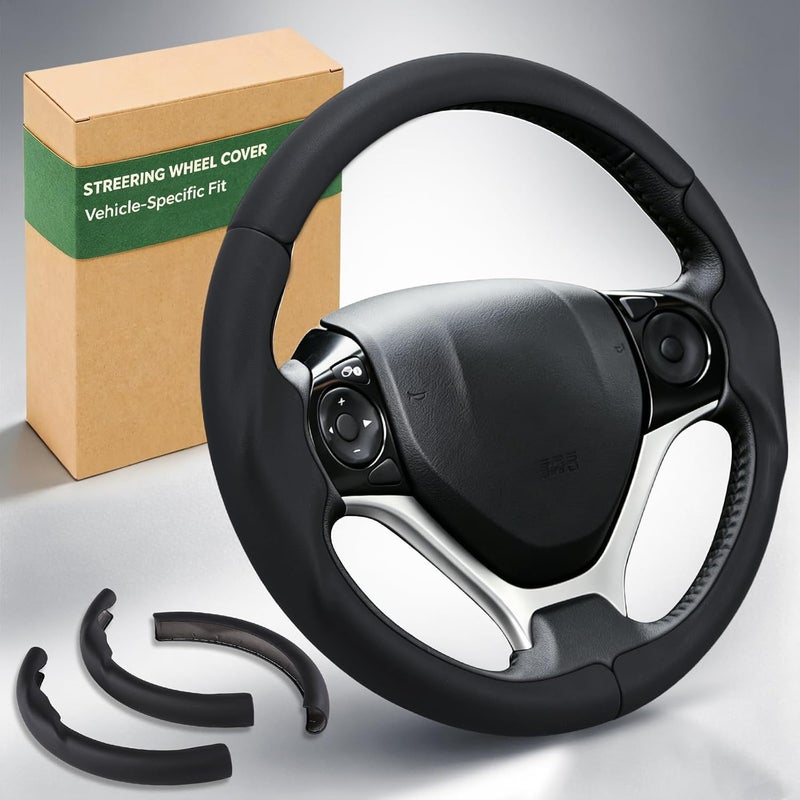 Aimato Customized Steering Wheel Cover for Honda Civic 2012-2015, Thin,Anti-Slip,Scratch-Resistant Exclusive Car Accessory for Honda, Black - Image 1