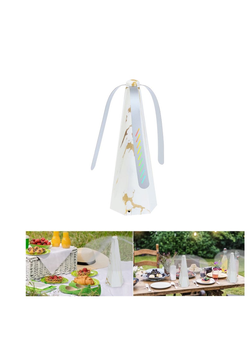 SYOSI Fly Repellent Fan for Tables Insects Portable Wood Grain Table Fan, Patio Bug and Deterrent Keep Flies Away from Your Food Enjoy Outdoor Meal - Image 1