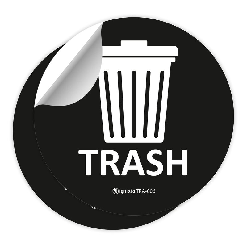 IGNIXIA Recycle Stickers for Bins 6x6 Inches Large Pack of 2 Waterproof UV Protected Decals for Indoor  Outdoor Trash Cans Black