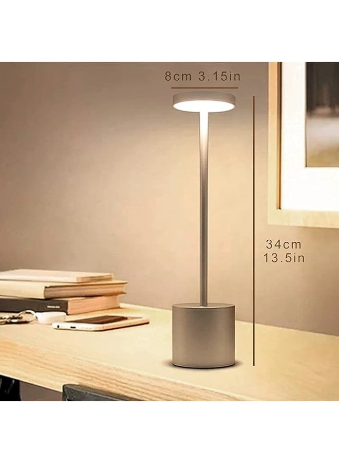 Cordless Table Lamp, 3000mAh Rechargeable Battery, Aluminum Metal Housing, Portable LED Powered Desk Lamp, 2 Brightness Levels, Night Light for Restaurants, Bars, Garden, Patio, Bedroom, etc. - Image 2