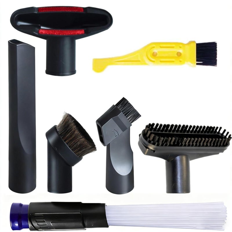 GIBTOOL Vacuum Attachments Accessories for 1 1/4" inch Standard Hose - Crevice, Upholstery Brush,Dust Brush Tool and Round Brush 7 Pcs - Image 1