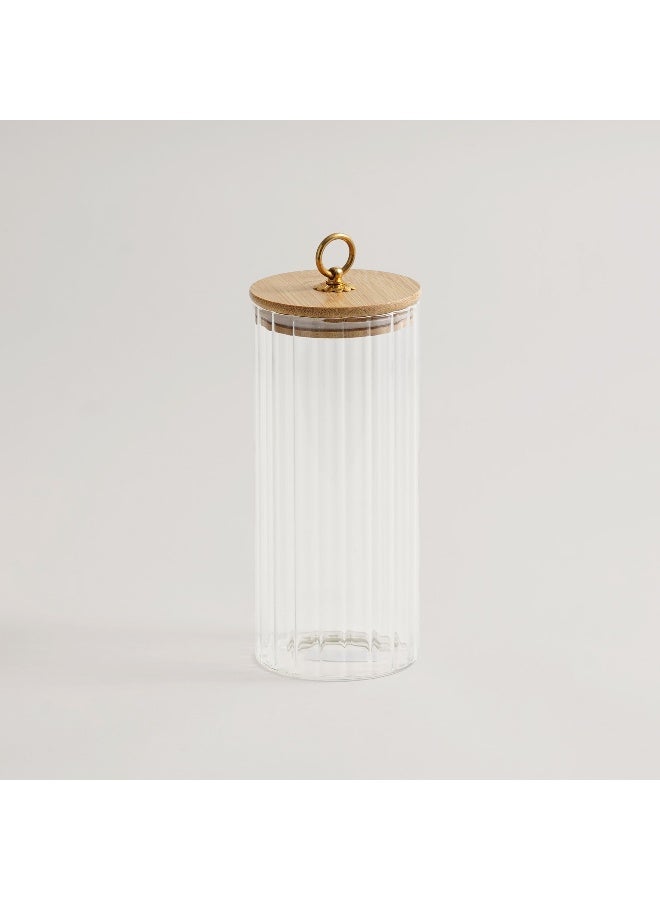 ALBERTO Glass Canister With Bamboo Lid 9*9*15.5Cm - Image 1