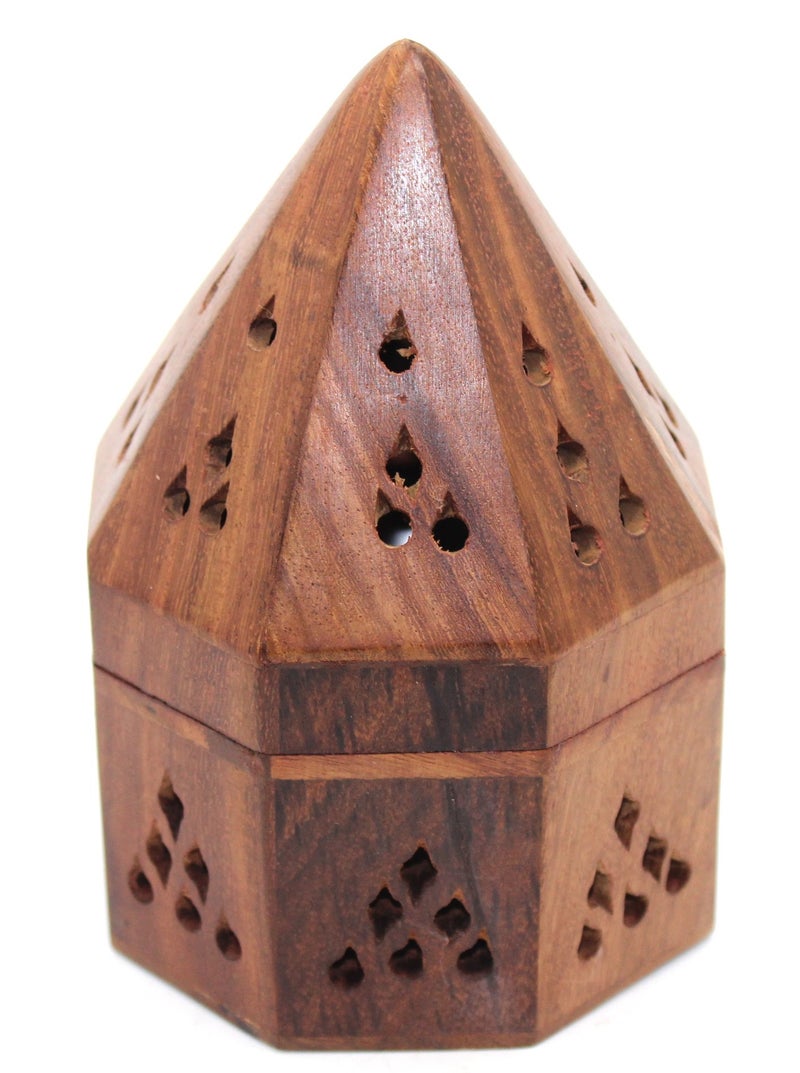 Govinda - 5 Inch Temple Wooden Charcoal/Cone Burner - Image 2