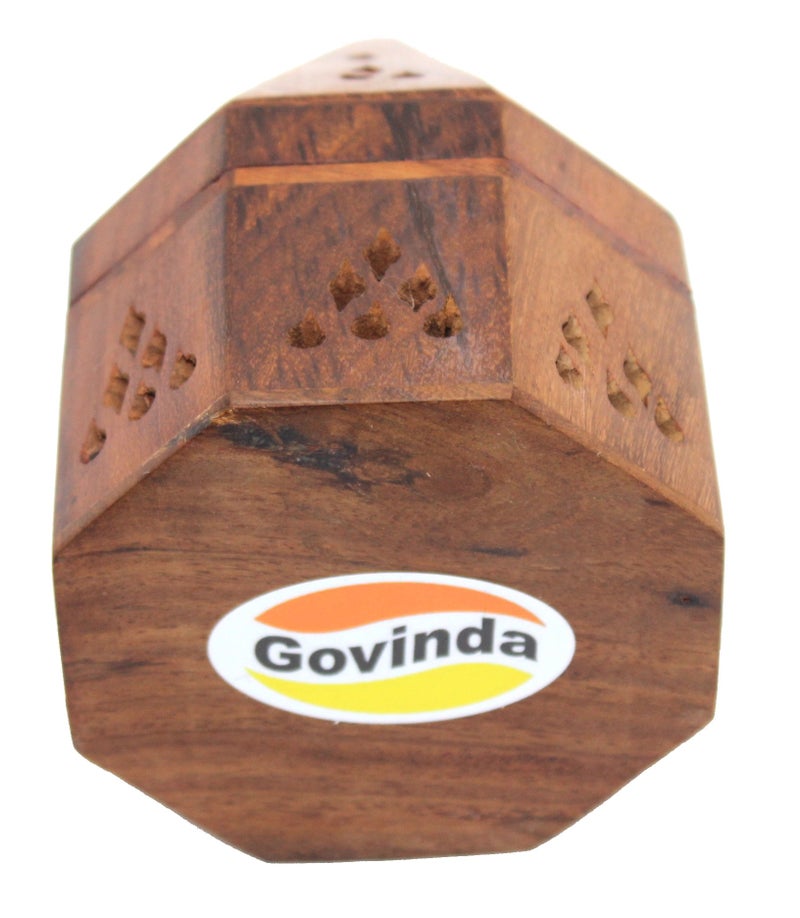 Govinda - 5 Inch Temple Wooden Charcoal/Cone Burner - Image 5