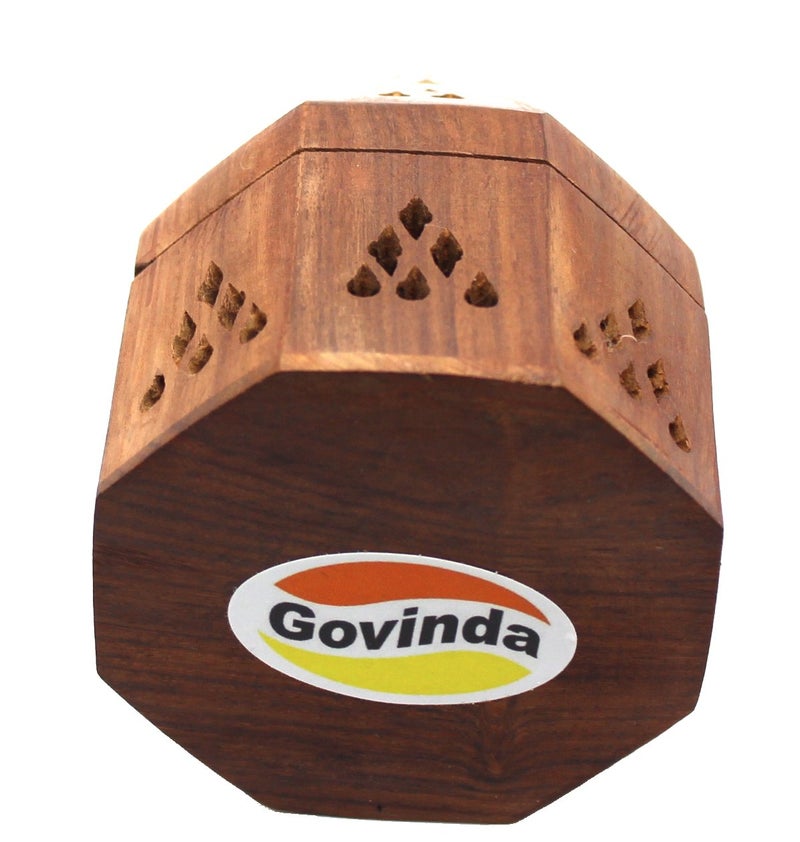 Govinda - 5 Inch Temple Wooden Charcoal/Cone Burner - Image 3