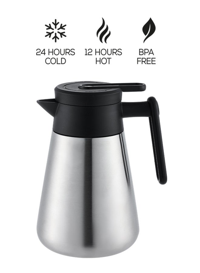 تراست ترمس شاي/قهوة من الستانلس ستيل المقاوم للصدأ سعة 0.75 لتر فضي/أسود، ستانلس ستيل 18-8 - Image 5