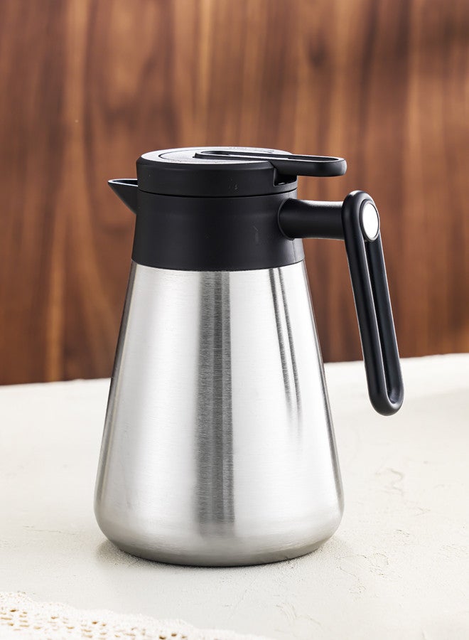 تراست ترمس شاي/قهوة من الستانلس ستيل المقاوم للصدأ سعة 0.75 لتر فضي/أسود، ستانلس ستيل 18-8 - Image 4