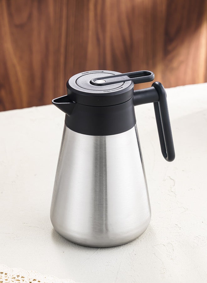 تراست ترمس شاي/قهوة من الستانلس ستيل المقاوم للصدأ سعة 0.75 لتر فضي/أسود، ستانلس ستيل 18-8 - Image 2