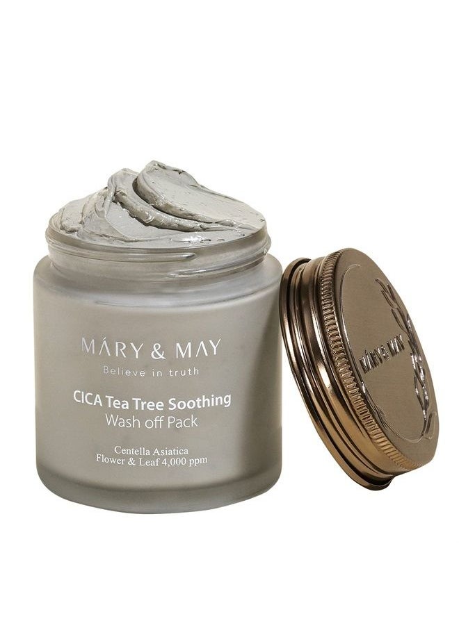 MARY & MAY Vegan Cica Tea Tree Soothing Wash Off Mask 125g for Blackhead Care and Clean Pores  - Image 1