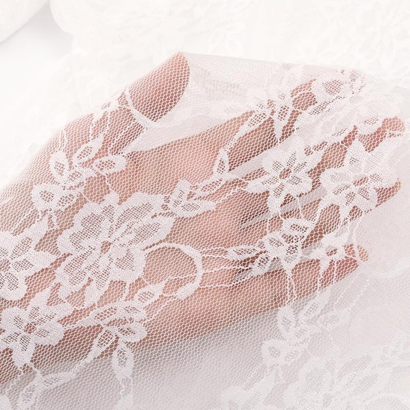 Noomelfish Girls Lace Long Sleeve Layering Tops Sheer Mesh Tee Shirts Blouse, Flower White, Size 5-6 Years - Image 2