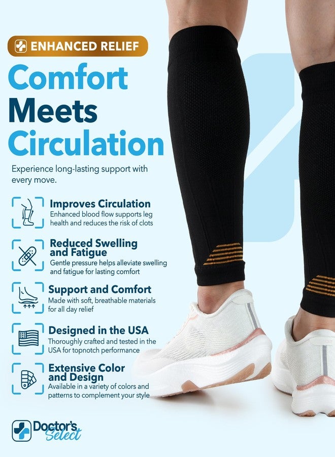 Doctor's Select 2 Pairs Copper Calf Compression Sleeve - Compression Calf Sleeves Men, Compression Sleeves for Men Leg, Shin Splint Compression Sleeve, Black with Copper - Image 2