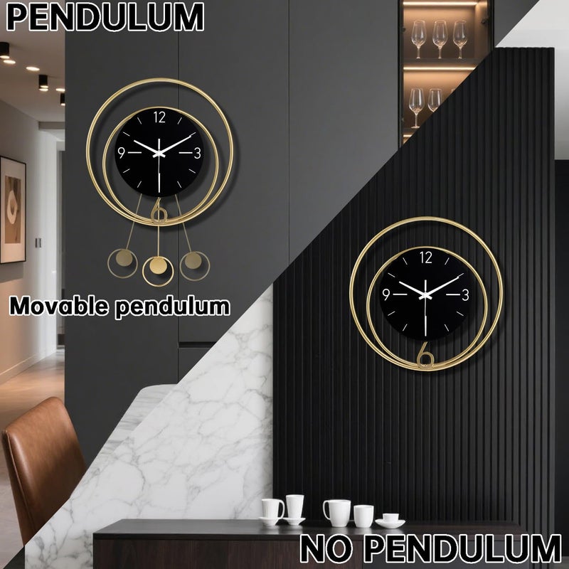 Dankeit Decorative Wall Clock, Silent Non-Ticking Quality Quartz Battery Operated with Pendulum, Large Wall Clock for Living Room Kitchen Home Bathroom Bedroom Wall Decor, 13x17Inch(Black) - Image 5