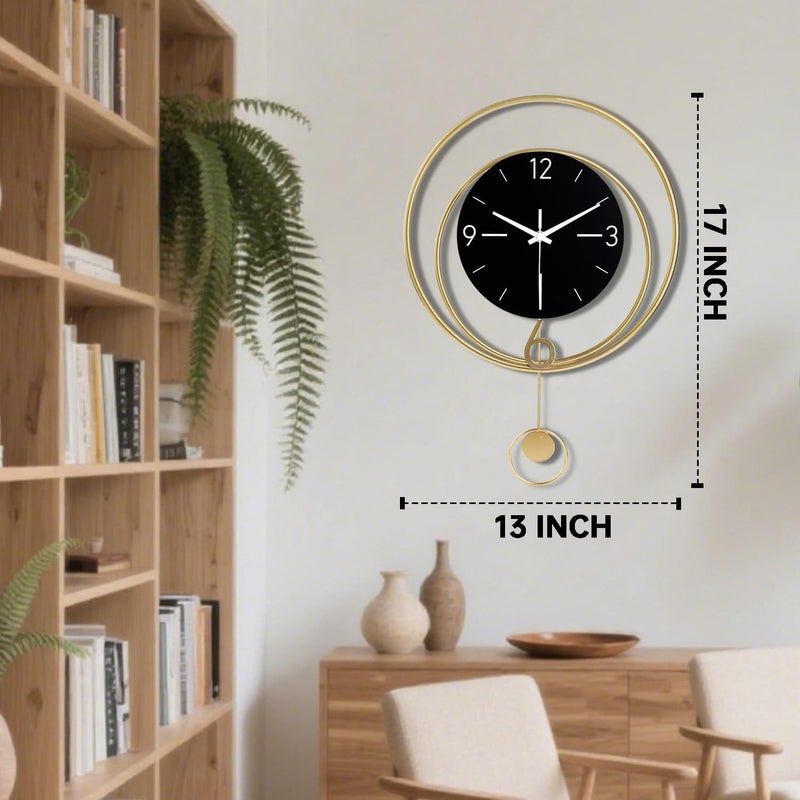 Dankeit Decorative Wall Clock, Silent Non-Ticking Quality Quartz Battery Operated with Pendulum, Large Wall Clock for Living Room Kitchen Home Bathroom Bedroom Wall Decor, 13x17Inch(Black) - Image 4