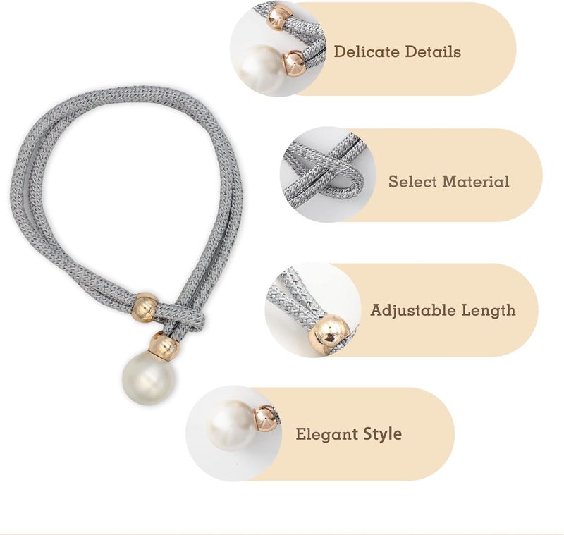 INOVERA (LABEL) 8 Pieces Curtain Holders Tieback - Adjustable Window Curtains Tie Rope - Drapery Hold-Backs Band for Office Home Decorative Accessories (Grey) - Image 3