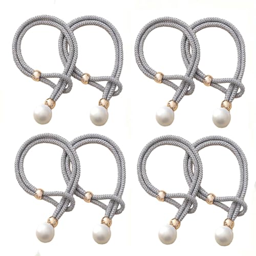 INOVERA (LABEL) 8 Pieces Curtain Holders Tieback - Adjustable Window Curtains Tie Rope - Drapery Hold-Backs Band for Office Home Decorative Accessories (Grey) - Image 1
