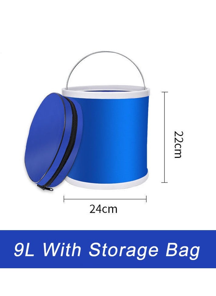 Beauenty - Collapsible Camping Fishing Bucket 9L Durable Pop Up Water Bucket for Car Washing Fishing Boating or Other Outdoor Activities Foldable Bucket - Image 1