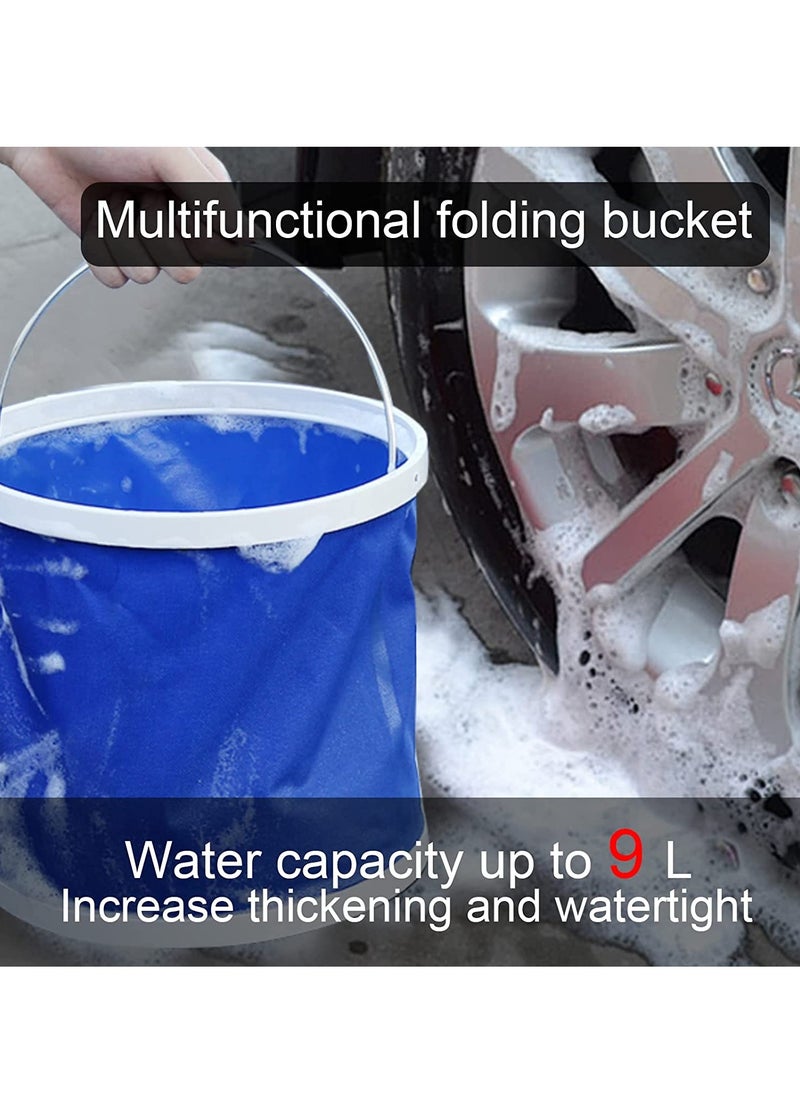 Beauenty - Collapsible Camping Fishing Bucket 9L Durable Pop Up Water Bucket for Car Washing Fishing Boating or Other Outdoor Activities Foldable Bucket - Image 1