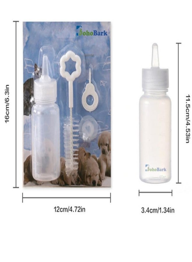 BohoBark Milk Feeding Bottle Set for Puppies, for Cats and Dog, Kitten, Rabbit with Niple and Cleaning Brush,Bottle 60 ml White. - Image 2