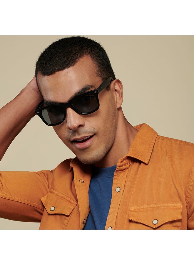 VINCENT CHASE Unisex Mirage Full Rim Wayfarer Frame Polarized & UV Protected Sunglasses VC 5147/P - 50mm - Black - Image 3