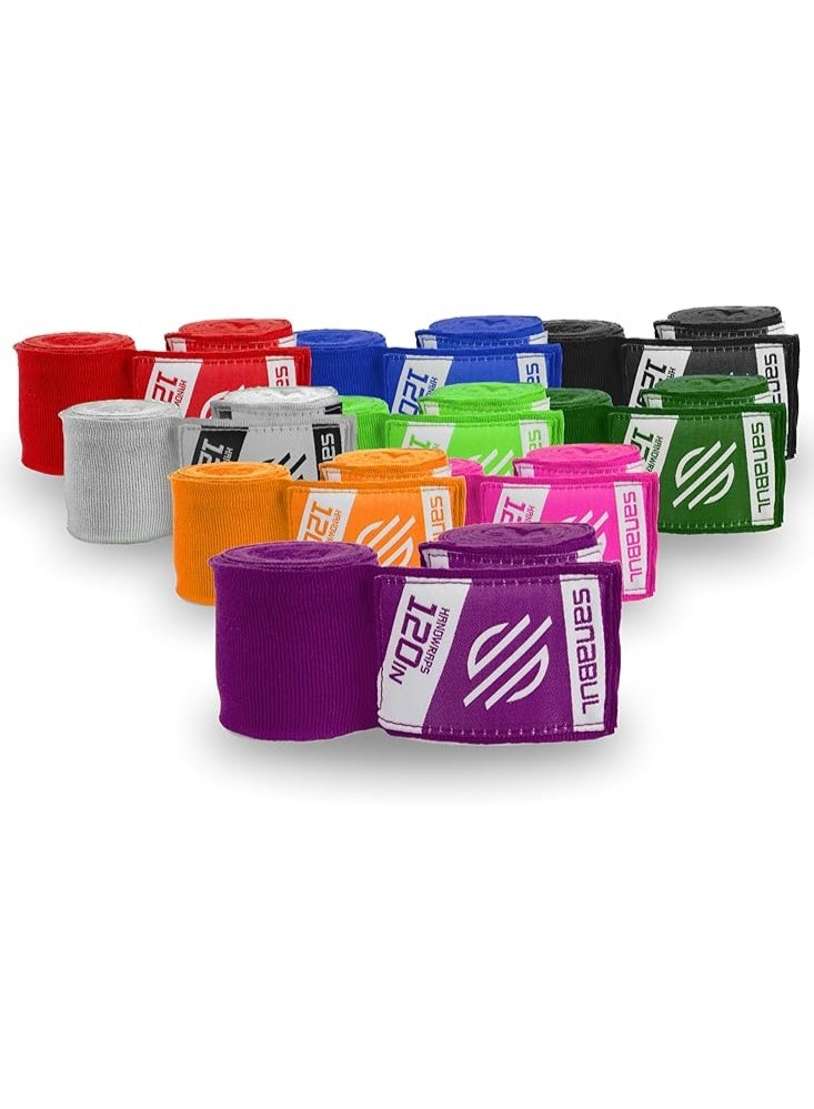 Sanabul  أربطة يد ملاكمة مرنة بطول 120 بوصة | أربطة يد للكيك بوكسينغ لقفازات الملاكمة للرجال والنساء والأطفال | أربطة يد موياي تاي MMA | بنفسجي - Image 1