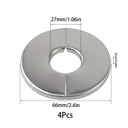 Rrina 4Pcs 304 Stainless Steel Wall Split Flange Round Escutcheon Plate Cover for Various Pipes (27mm/1.06in) - Image 2