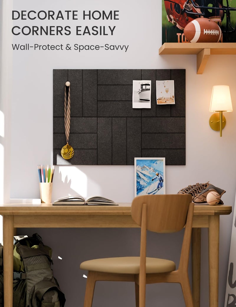 Fluxynara Felt Bulletin Board Tiles -28"x18" with 40 Adhesive Tabs, Cork Board Alternative for Office Decor, Push Pin Board Wall Organizer 6-Pack(Charcoal Gray) - Image 5