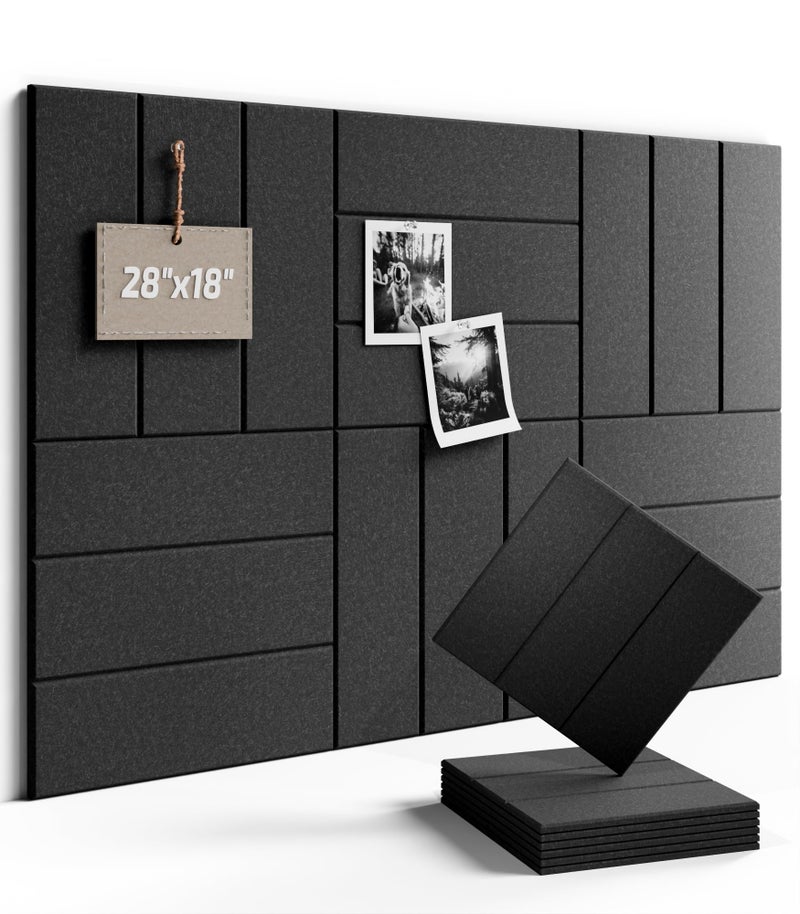 Fluxynara Felt Bulletin Board Tiles -28"x18" with 40 Adhesive Tabs, Cork Board Alternative for Office Decor, Push Pin Board Wall Organizer 6-Pack(Charcoal Gray) - Image 1