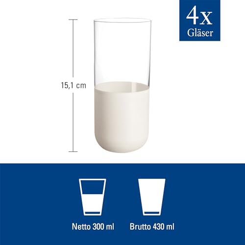 Villeroy & Boch - Manufacture Rock Blanc Long Drink Tumbler Set, 4 pcs. Set of Drinking Glasses for Cocktails and Mocktails, 14.5 oz, Crystal Glass, Matte White Slate Look - Image 3
