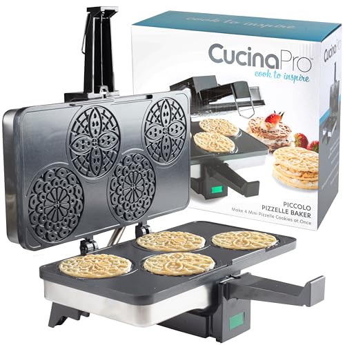 CucinaPro Piccolo Pizzelle Baker- Nonstick Electric Press Makes 4 Mini Holiday Cookies at Once- Recipe Guide Included- Fun Christmas Baking Supplies for Party, Italian Waffle Dessert Treat Making- Gift for Her - Image 3