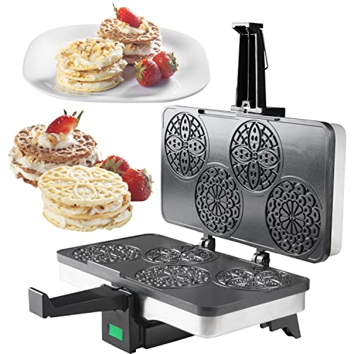 CucinaPro Piccolo Pizzelle Baker- Nonstick Electric Press Makes 4 Mini Holiday Cookies at Once- Recipe Guide Included- Fun Christmas Baking Supplies for Party, Italian Waffle Dessert Treat Making- Gift for Her - Image 5