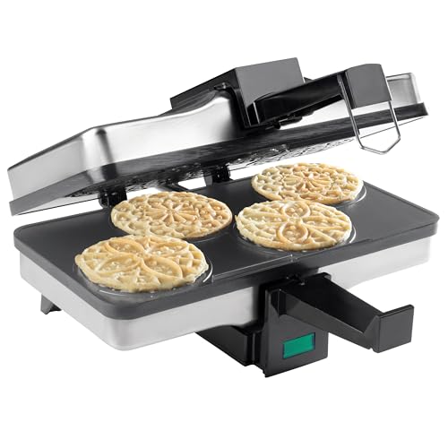 CucinaPro Piccolo Pizzelle Baker- Nonstick Electric Press Makes 4 Mini Holiday Cookies at Once- Recipe Guide Included- Fun Christmas Baking Supplies for Party, Italian Waffle Dessert Treat Making- Gift for Her - Image 1