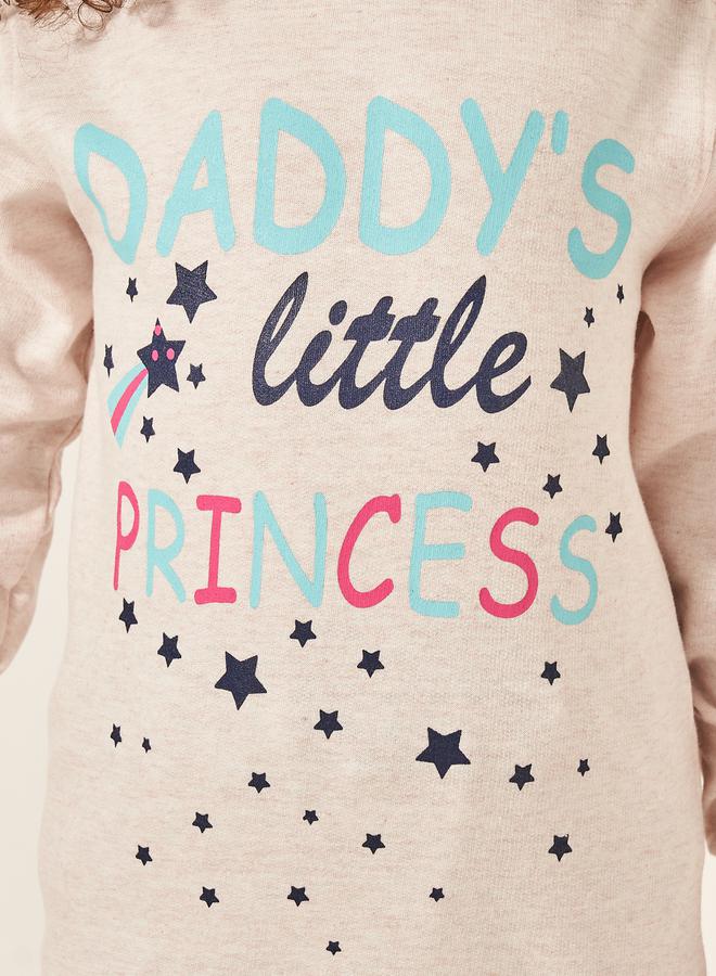 Styli Slogan and Star Print Longline Sweatshirt  - Image 3