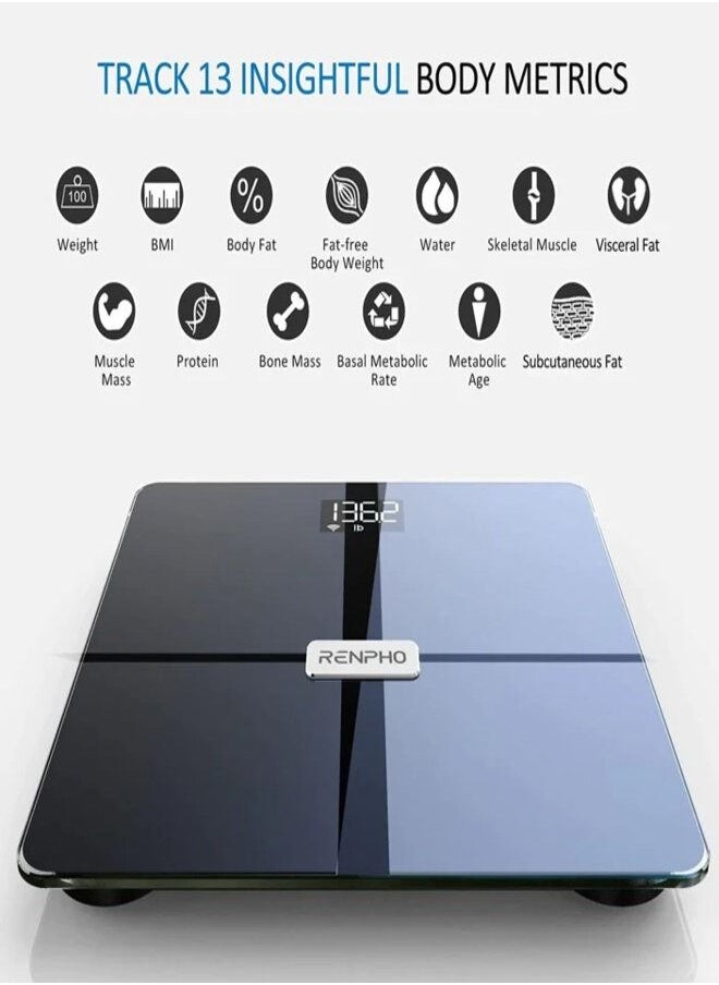 RENPHO - Bluetooth Wi-Fi Premium Smart Digital Scale Elise Aspire - Dark Blue - Image 1