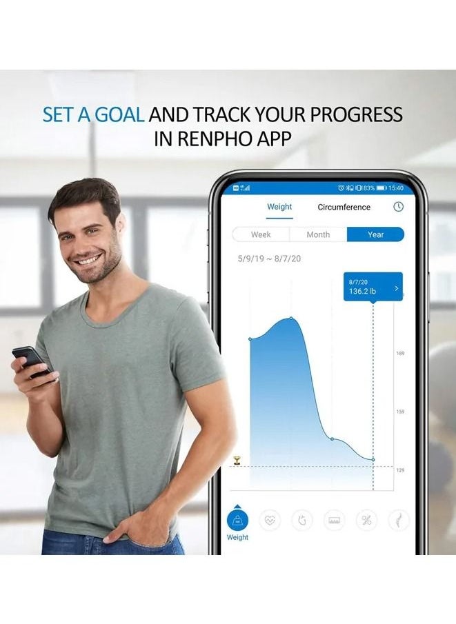 RENPHO - Bluetooth Wi-Fi Premium Smart Digital Scale Elise Aspire - Dark Blue - Image 1