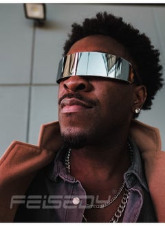 FEISEDY 80S Futuristic Cyclops Cyber Visor Sunglasses Men Women Punk Style Cosplay B2740  - Image 3