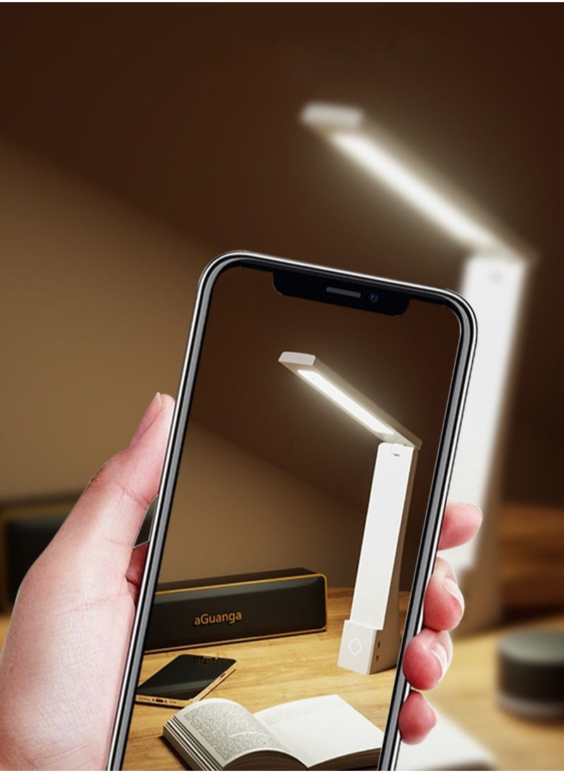 LED Touch Table Lamp,Dimmable Eye-Caring Reading Desk Light For Home,3 Brightness Levels,Desk Lamp With Bluetooth Audio And Clock Temperature Display,Led Lamp Night Light White