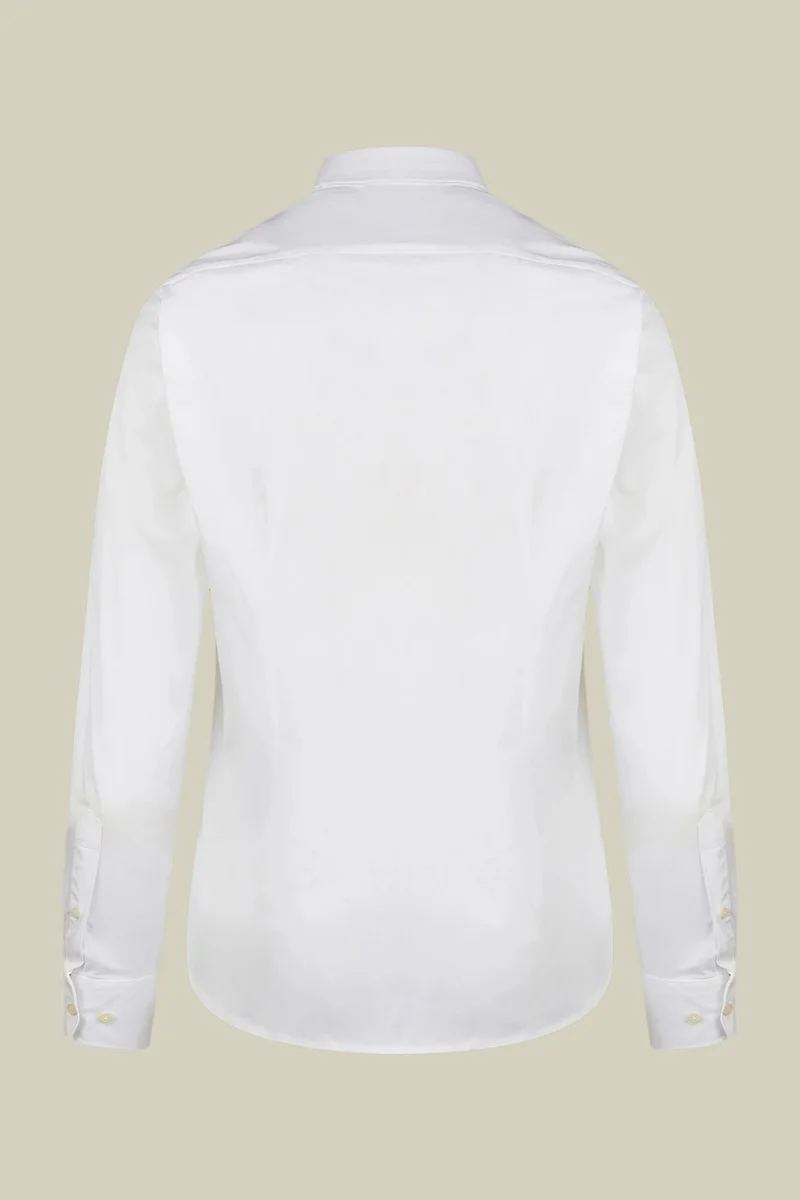 Doppelganger White Men's 100% cotton French collar classic shirt stretch slub fabric - White for Men | Best Price UAE