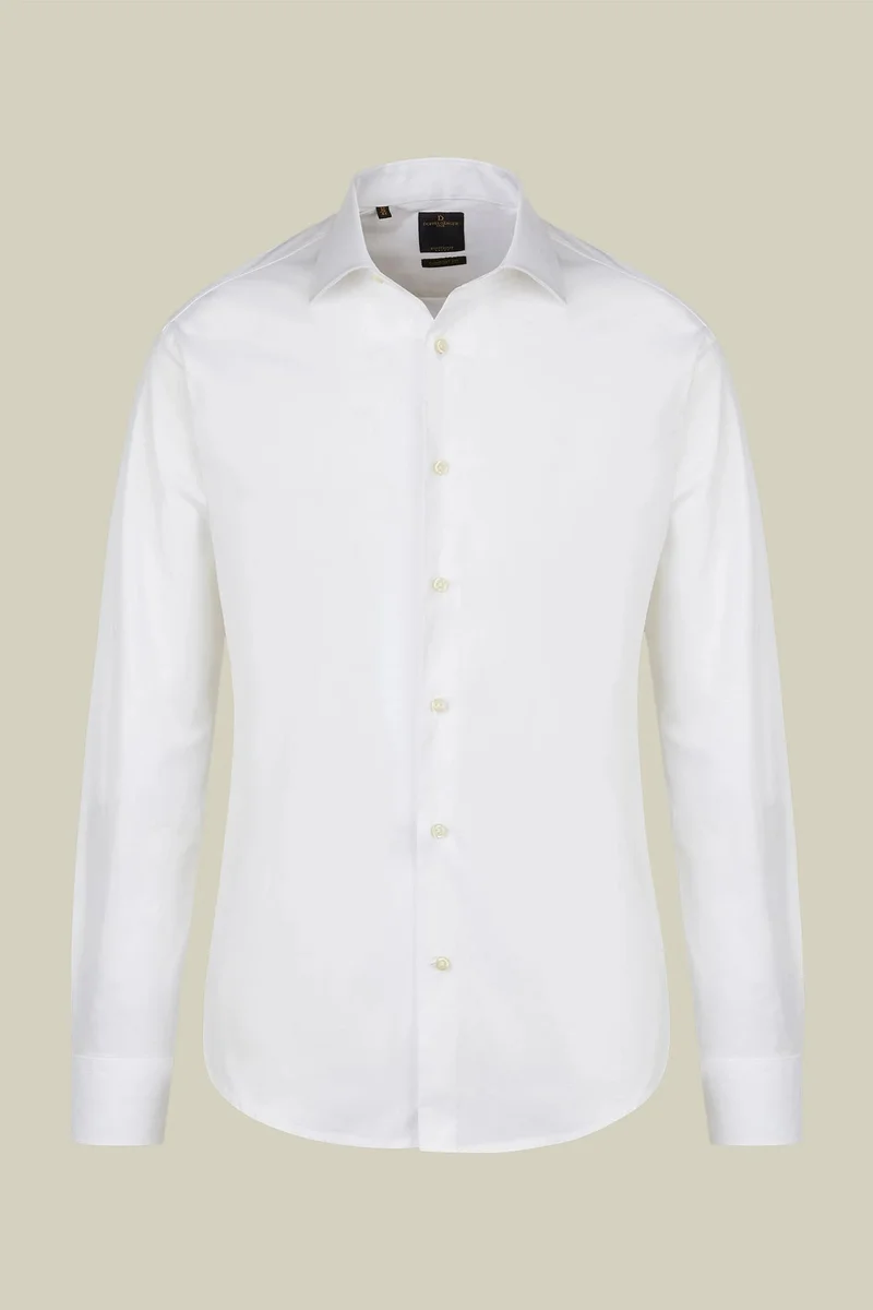 Doppelganger White Men's 100% cotton French collar classic shirt stretch slub fabric - White for Men | Best Price UAE
