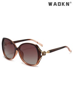 Women's Square Sunglasses Polarized Anti-Glare UV400 Lens Rhinestone Arms with Case for Shopping Party Travel Protection for Outdoors, Vacation Gradient Brown