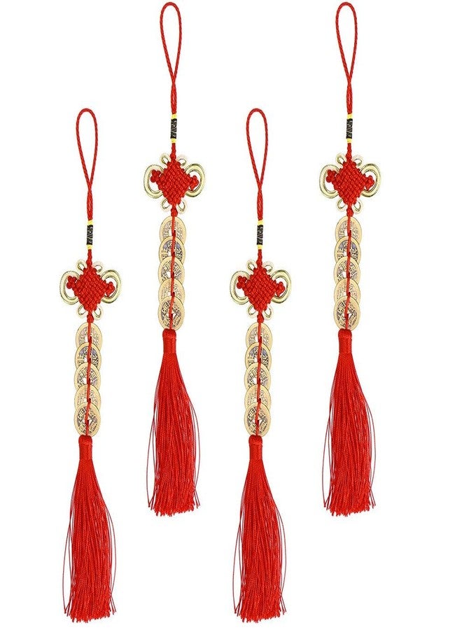 Topxome Chinese Knot The Fortune Tassels Fortune Coins Feng Shui Coins Vintage Lucky Coin Wealth Charm Home Car Decoration (4pcs) - Image 3