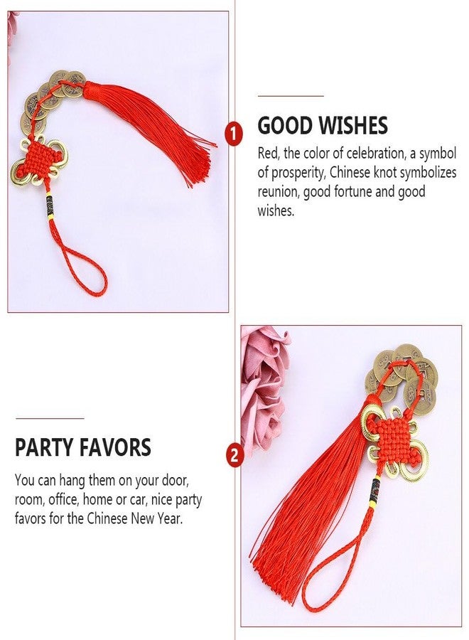 Topxome Chinese Knot The Fortune Tassels Fortune Coins Feng Shui Coins Vintage Lucky Coin Wealth Charm Home Car Decoration (4pcs) - Image 5