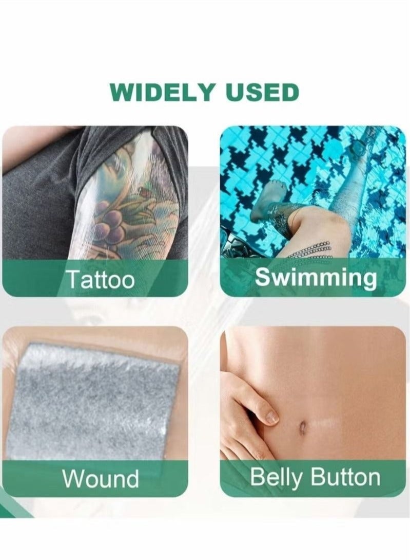 (2m x 10cm) Tattoo After Care Bandage Transparent Film Dressing, PU Film Waterproof Sticker Second Layer Skin Healing Protection Bandage Elastic Antibacterial Wound Tape - Image 4