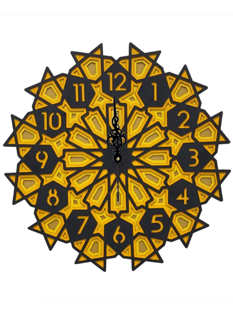 POSHIO® Mandala Art Wall Clock- Big Size (18 x 18 inches), Multilayered Wooden Structure - Image 1