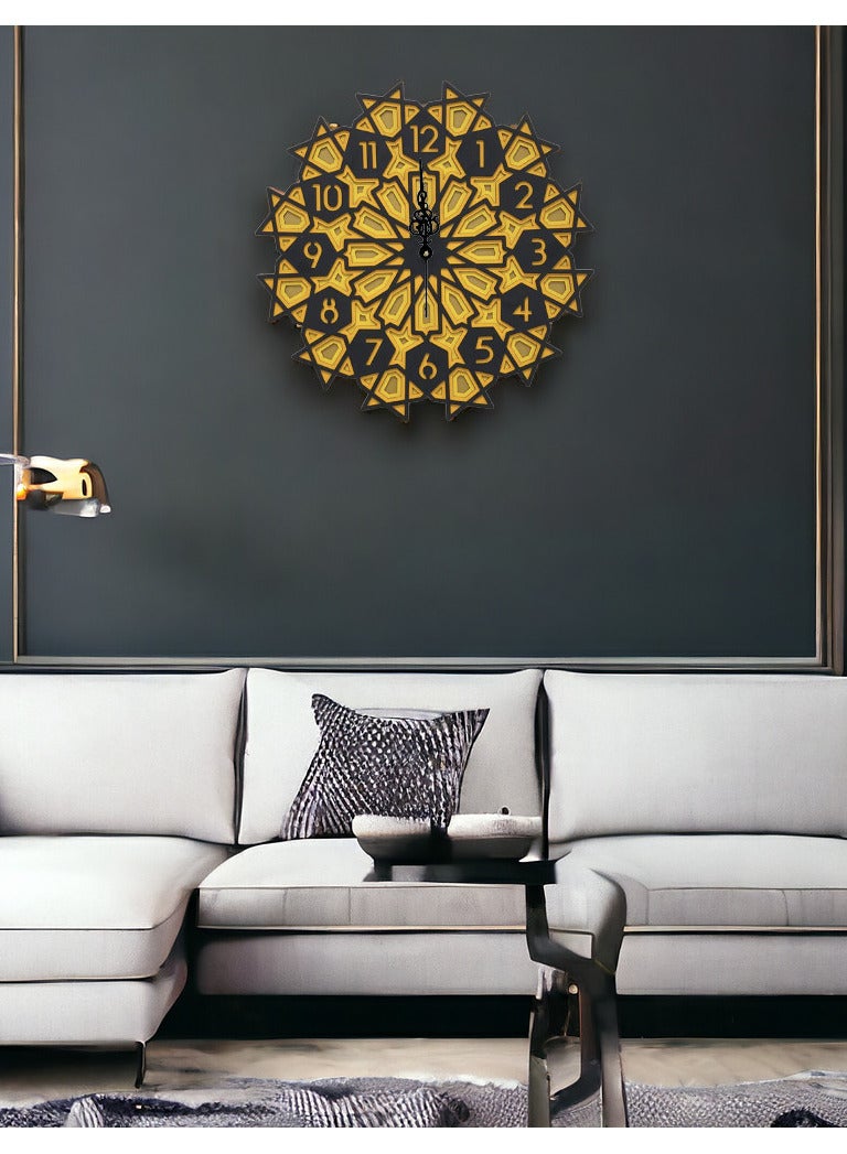 POSHIO® Mandala Art Wall Clock- Big Size (18 x 18 inches), Multilayered Wooden Structure - Image 2