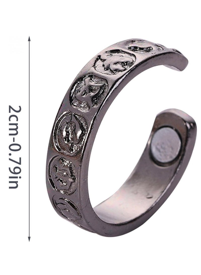 2 PCS Men Lymphatic Drainage Therapeutic Magnetic Ring, Magnetic Therapeutic Lymphcare Ring Blood Sugar Control Ring Blood Glucose Control Ring Elegant Copper Magnetic Ring Women Men Gifts (Black)