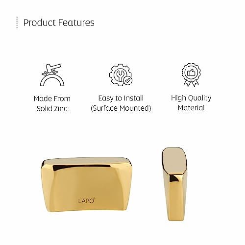 LAPO 6 Pack Superior Cabinet Knobs, Drawer Pulls, Knobs for Dresser Drawers, Drawer Knobs Handle, Kitchen Knobs (PVD-Gold Finish) Pack of 6 pcs - Image 5