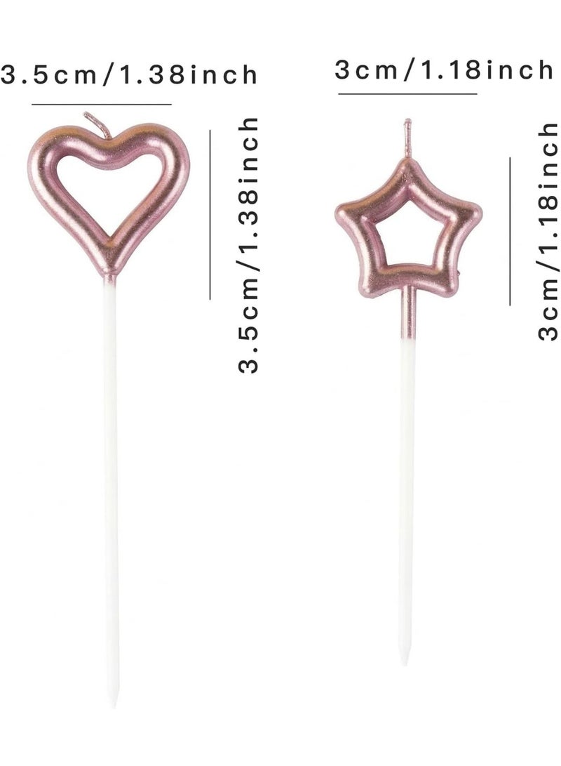 Chocisong 3PCS Pink Heart & Star Birthday Candles, Luxury Metallic Cake Decor Candles for Birthday, Wedding, Anniversary, Baby Shower & Family Celebration - Image 4