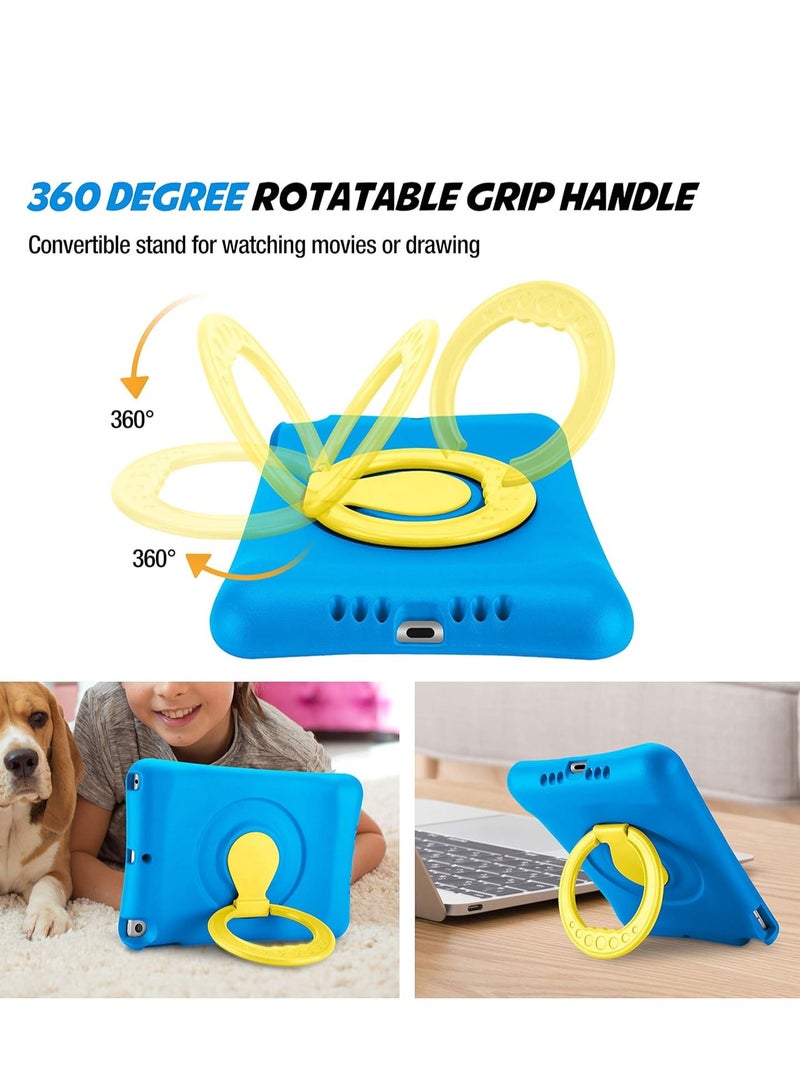 Procases Kids Case for Ipad 10.2 9th Gen 2021 8th Gen 2020 7th Gen 2019 Ipad Air 10.5 3rd Gen Ipad Pro 10.5 Durable Shockproof Lightweight Protective Cover With Rotatable Kickstand and Grip Blue - Image 4