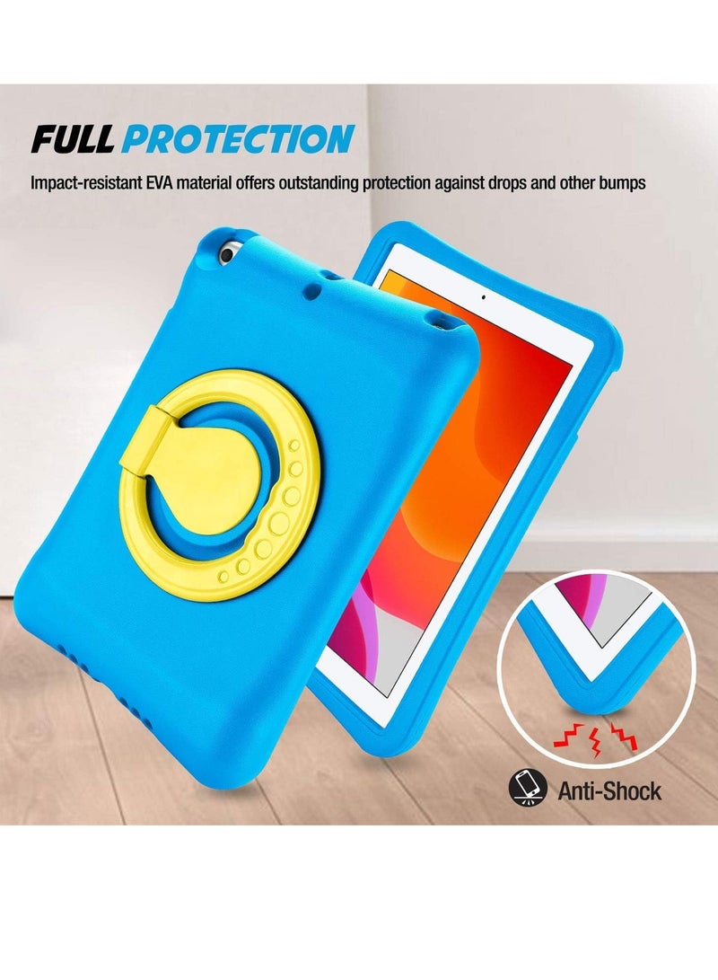 Procases Kids Case for Ipad 10.2 9th Gen 2021 8th Gen 2020 7th Gen 2019 Ipad Air 10.5 3rd Gen Ipad Pro 10.5 Durable Shockproof Lightweight Protective Cover With Rotatable Kickstand and Grip Blue - Image 2